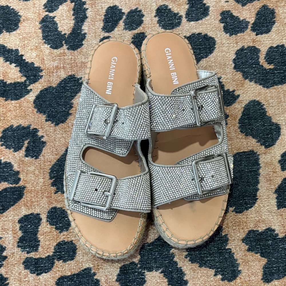 Gianni Bini Sparkling Silver Buckle Sandals